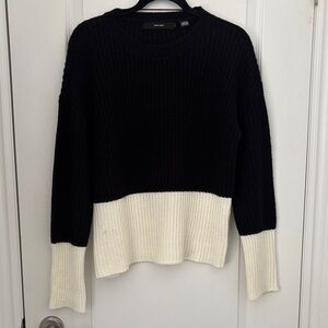 Vero Moda Black and Cream Colorblock Crewneck Sweater